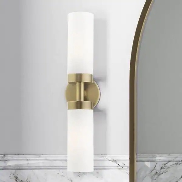 Livix lighting Aero two light antique brass ADA vanity sconce - Picture 5 of 6